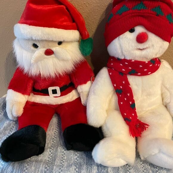 TY 1999 & 2000 15 inch(!!!) Santa and Snowman Plush Set - Picture 7 of 12